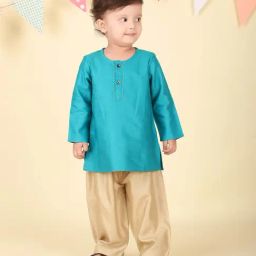 Fabindia Boys Teal Kurta Set-image-16