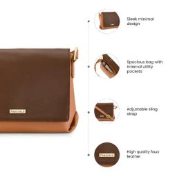 Fastrack MTO MTS Tan Solid Medium Sling Handbag image 2