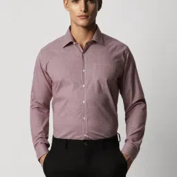 Van Heusen Maroon Cotton Slim Fit Checks Shirt-picture-28