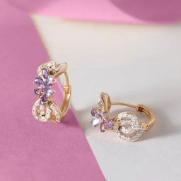 Mia by Tanishq Vintage Chic 14k Gold & Diamond Hoop Earrings for Women-image-57