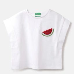 United Colors of Benetton Girls White Cotton T-Shirt-picture-20