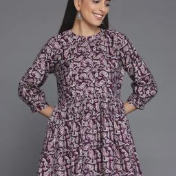 Libas Purple Regular Fit Paisley Kurtis-image-22