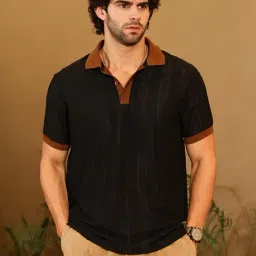 Campus Sutra Multicolor Polycotton Regular Fit Textured Polo T-Shirt-picture-40