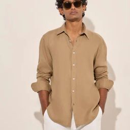 Ascot by Westside Taupe Relaxed-Fit Shirt-image-5