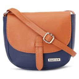 Fastrack MTO MTS Blue & Tan Solid Medium Sling Handbag-10