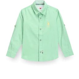 U.S. Polo Assn. Kids Green Solid Full Sleeves Shirt-image-28