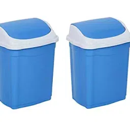 ARISTO 9 L Blue Plastic Swing Lid Dustbin (Pack of 2)-47
