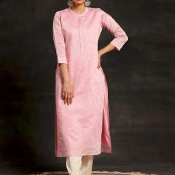 Libas Pink Regular Fit Floral Kurtas-image-94