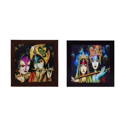 eCraftIndia Multicoloured Set of 2 Lord Radha Krishna UV Wall Art-10