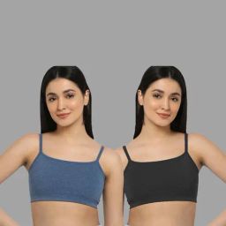 AROUSY Blue & Black Cotton Beginner's Bras - Pack Of 2-picture-23