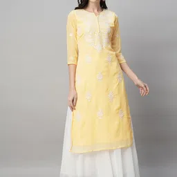 RATAN Floral Embroidered Chikankari Kurta-picture-35