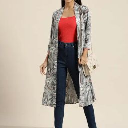 Qurvii Grey Printed Shrug-19