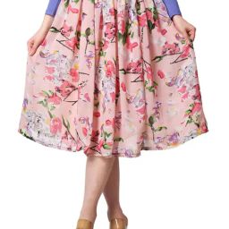 Cation Pink Floral Print A-Line Midi Skirt-picture-47