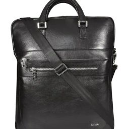SASSORA Jonas Black Solid Leather Large Messenger Bag-image-22