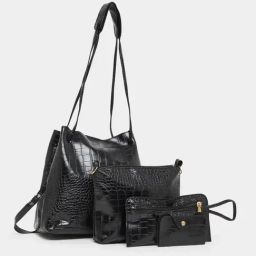 Styli Black Animal Effect Shoulder Handbag-18