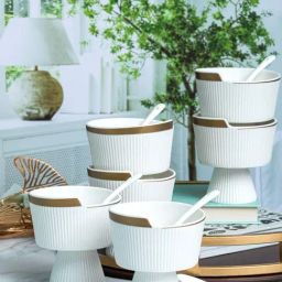 Goodhomes White Porcelain 6 Icecream Bowl & 6 Spoon-image-75