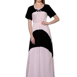 PATRORNA Light Pink & Black Color-Block Tulip Gown-image-64