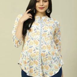 Rangriti White Floral Print Top-picture-17