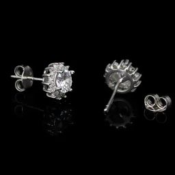 GIVA 92.5 Sterling Silver Zircon Floral Earrings-picture-47