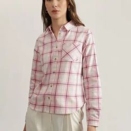 Elle Pink Cotton Checks Shirt-image-59