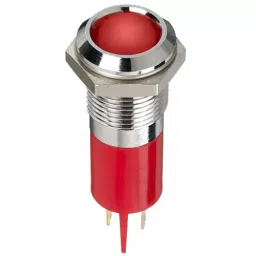 RS PRO Red Panel Mount Indicator 24V DC, Mounting Hole Size 14 mm, Termination Type Faston, Solder Lug, IP Rating IP67, Model No 1345546-4