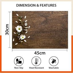 REVEXO 12Pc Brown & White Printed Non Slip Table Placemats With Coasters image 4