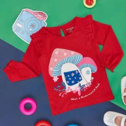 Pantaloons Baby Kids Red Cotton Printed Full Sleeves T-Shirt-image-89