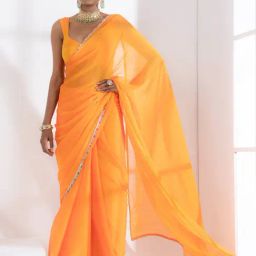 Swtantra Yellow Plain Saree With Unstitched Blouse-picture-31