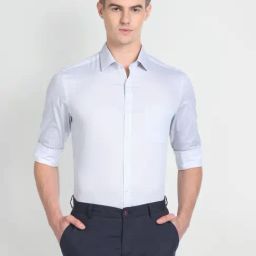 Arrow Grey Cotton Slim Fit Printed Shirt-picture-38