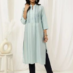 Jaipur Kurti Light Blue Embroidered Straight Kurta-image-43