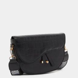 Styli Black Animal Effect Sling Handbag-31