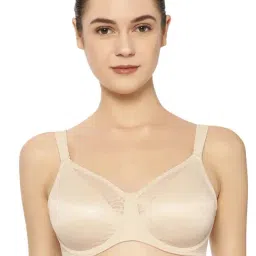 Triumph Cream Lace Work Padded Full Coverage Bra-image-63