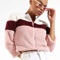 Campus Sutra Multicolor Color-Block Crop Sweatshirt-picture-0