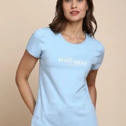 Van Heusen Blue Cotton Printed T-Shirt-image-43