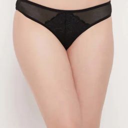 Clovia Black Lace Work Bikini Panty-image-95