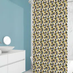 ArtzFolio White & Yellow Printed Waterproof Shower Curtain-12