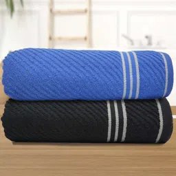 Aura Blue & Navy Blue 2 Cotton 400 GSM Bath Towel-image-0