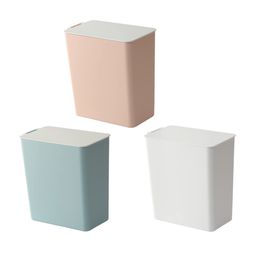 Holibanna 2pcs Desk Waste Container Trash Can with Lid Garbage Can Trash Bin Trashcan with Lid Container with Lid Counter Basket Automatic Foldable Mini Trash Can Table Waste Container Blue image 3