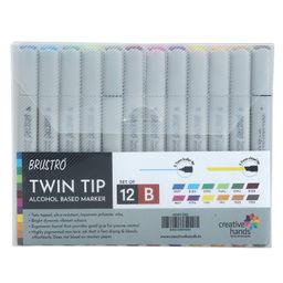 Brustro Twin Tip Alcohol Based Marker Set Of 12 - Multicolor-image-34