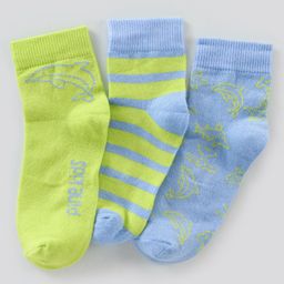 Pine Kids Regular Length Antimicrobial Socks Stripes & Dolphin Design Pack of 3 - Multicolor-image-29
