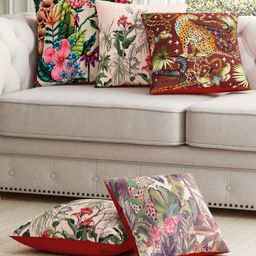 SEJ by Nisha Gupta Premium Cushion Covers Abstract Print Pack Of 5 - Pink-17