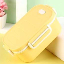 Double Layer Lunch Box With Clip Lock Closure - Yellow-11