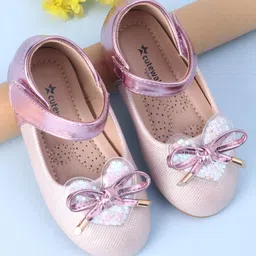 Cute Walk by Babyhug Velcro Closure Shimmer Striped Bellies with Bow Applique - Pink-picture-23