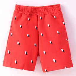 Tango Looper Knit Knee length Shorts With Abstract Print - Red-picture-21