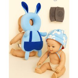 NeonateCare Baby Helmet(Blue Smiley) Baby Head Protection Cushion Backpack(Blue Rabbit) With Knee pad(multicolor) pack of 3 utility items( color and design may vary)-19