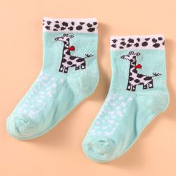 Mustang Cotton Knit Ankle Length Socks with Giraffe Design - Light Blue-image-107