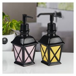 KOOKEE Ceramic Soap Dispenser for handwash for Bathroom, Multicolor, (Set of 2) (12039)350 ml-image-67