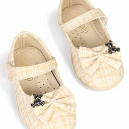 Lil Lollipop Bow Applique Detailed Teddy Bear Designed Mary Jane Ballerinas - Cream-image-37