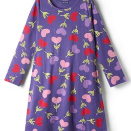 Pine Kids Cotton Knit Full Sleeves Hearts Printed Nighty - Purple-picture-39