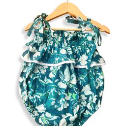 Mamma's Bear Pure Cotton Woven Sleeveless Floral Printed Onesie - Teal Blue-picture-18